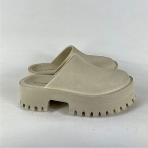 Jeffrey Campbell Platform Mules Women's 7 White Leather Slip On Comfort Shoes